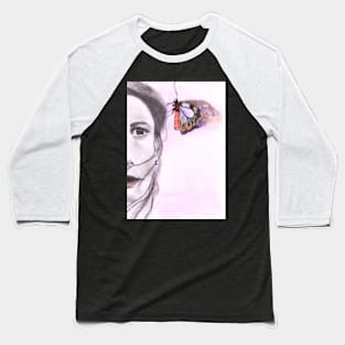 Girl with Butterfly Baseball T-Shirt